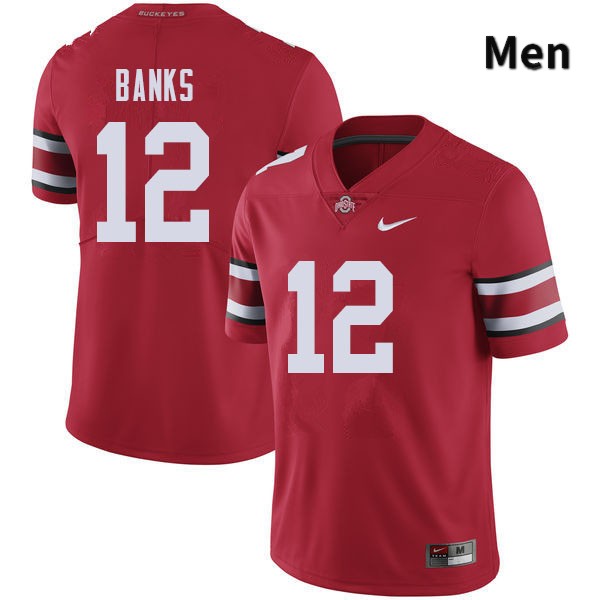 Ohio State Buckeyes Sevyn Banks Men's #12 Red Authentic Stitched College Football Jersey